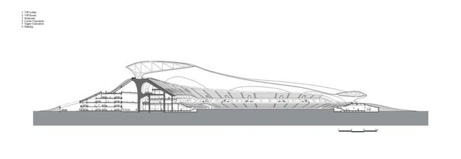 天博体育官方平台入口建筑图纸：剖面图中的大跨度体育场(图1)